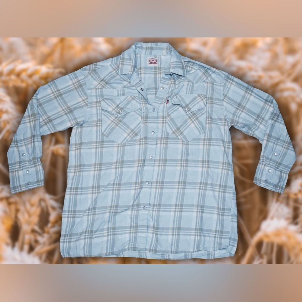 Levi’s Oversized Flannel Pearl Snap Button Down Sz S